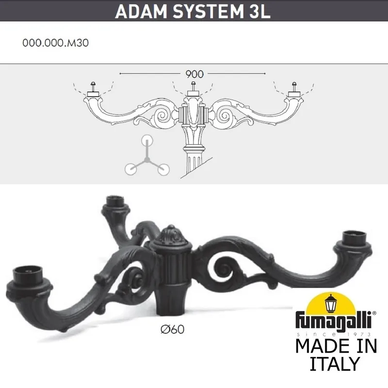 Консоль для паркового фонаря FUMAGALLI ADAM SYS 3L  000.000.M30.A0 — уличный светильник Fumagalli