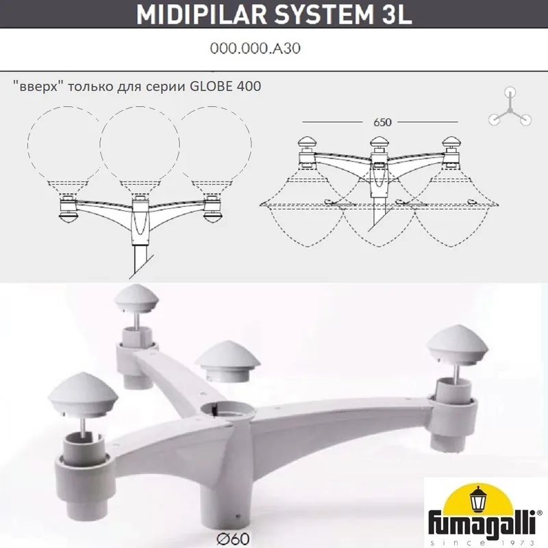 Консоль для паркового фонаря FUMAGALLI MIDIPILAR SYS 3L 000.000.A30.L0 — уличный светильник Fumagalli