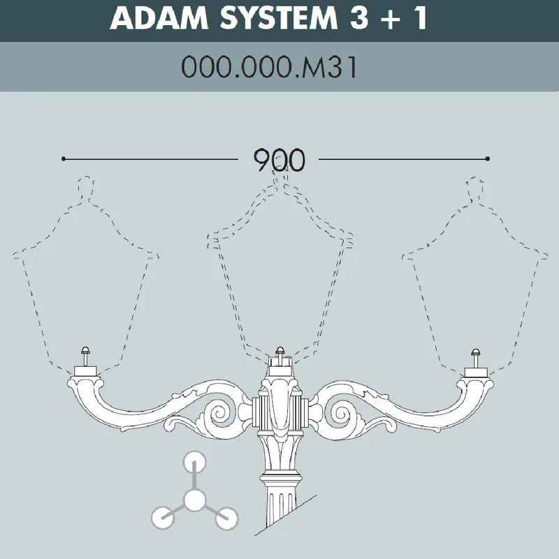 Консоль для паркового фонаря FUMAGALLI ADAM SYS 3L+1  000.000.M31.A0 — уличный светильник Fumagalli