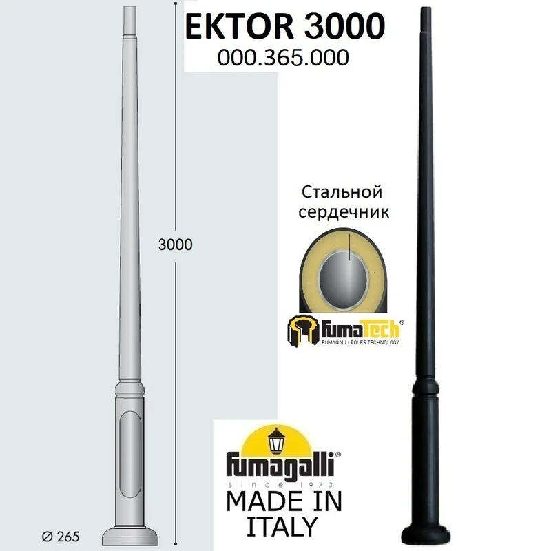 Парковый столб FUMAGALLI EKTOR 3000 000.365.000.A0 — уличный светильник Fumagalli
